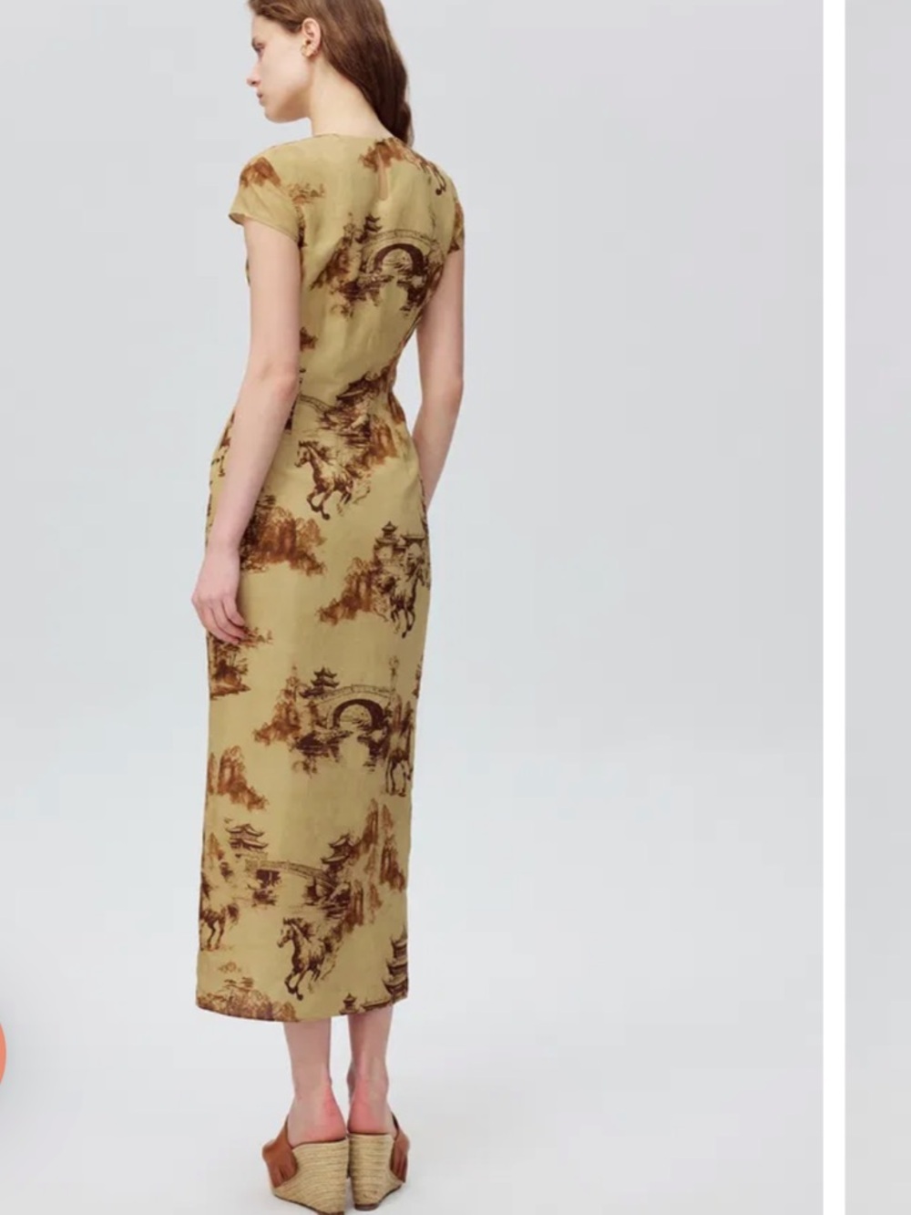 New Fabrique Tansya Oriental Print Qipao Dress in Viscose Blend